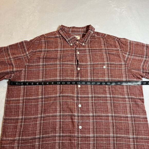 Weatherproof Vintage Linen Cotton Plaid Short Sleeve Button Up Shirt Size XXL - Picture 8 of 9